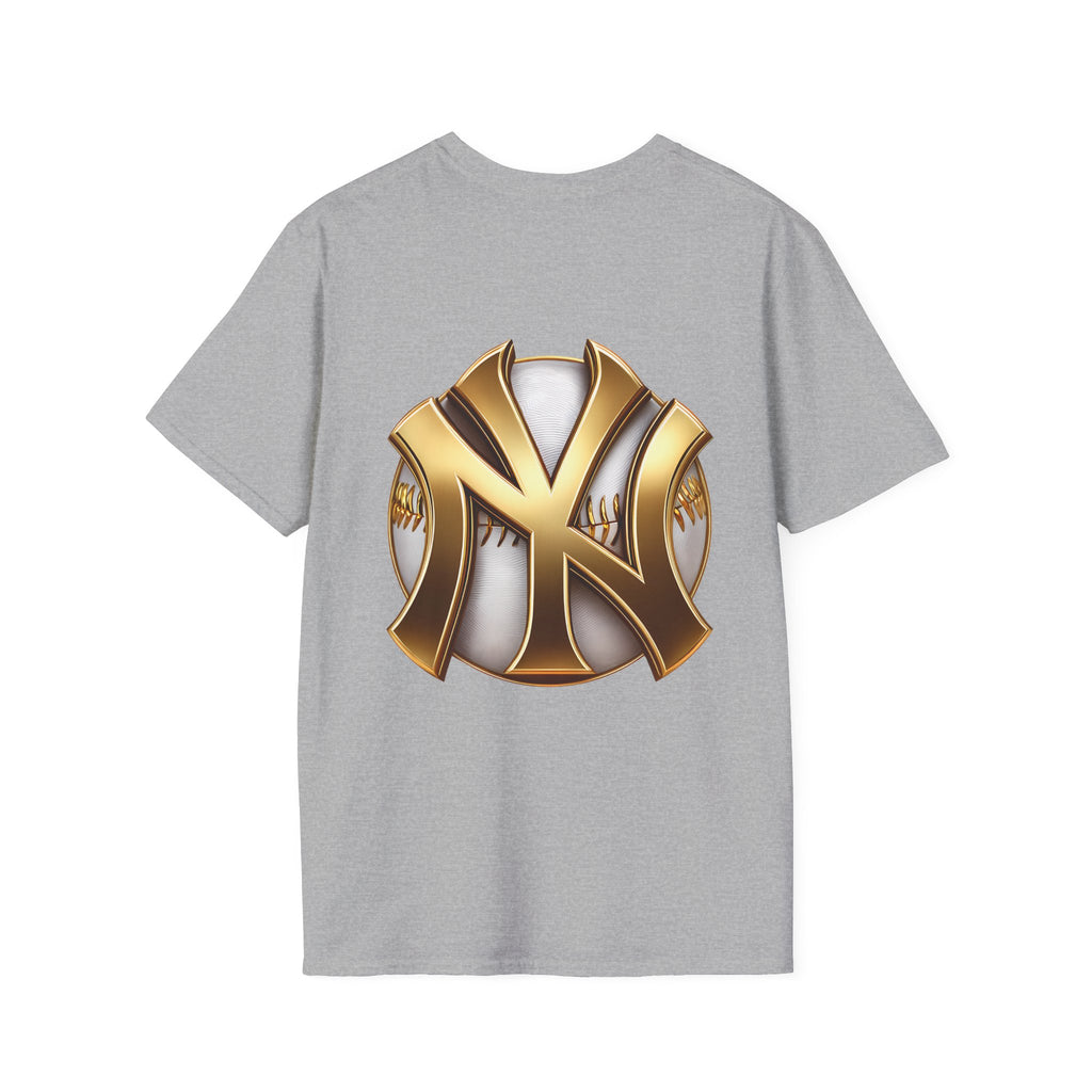 Gold Metallic NY Baseball Emblem T-Shirt — Unisex Sports Fan Tee