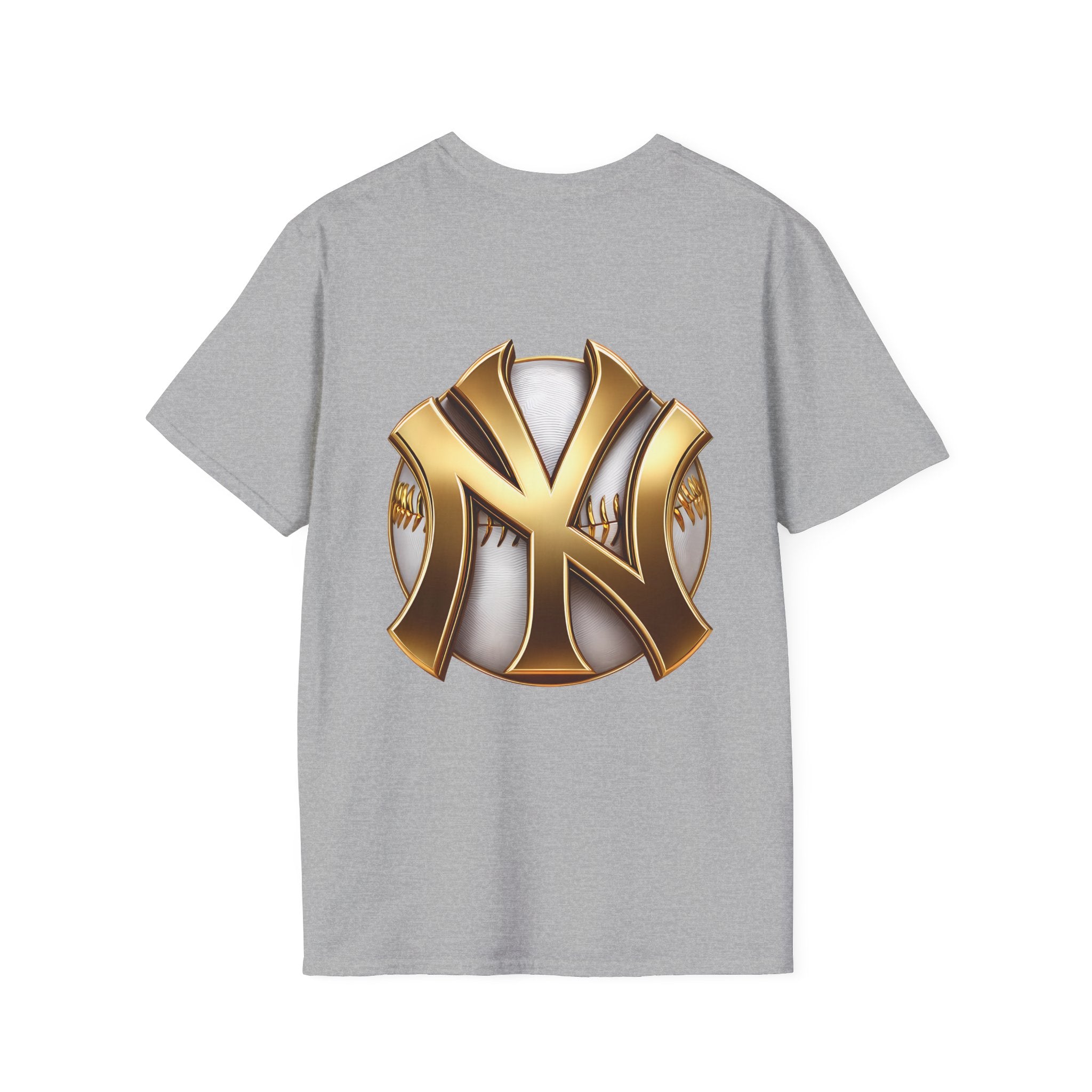 Gold Metallic NY Baseball Emblem T-Shirt — Unisex Sports Fan Tee