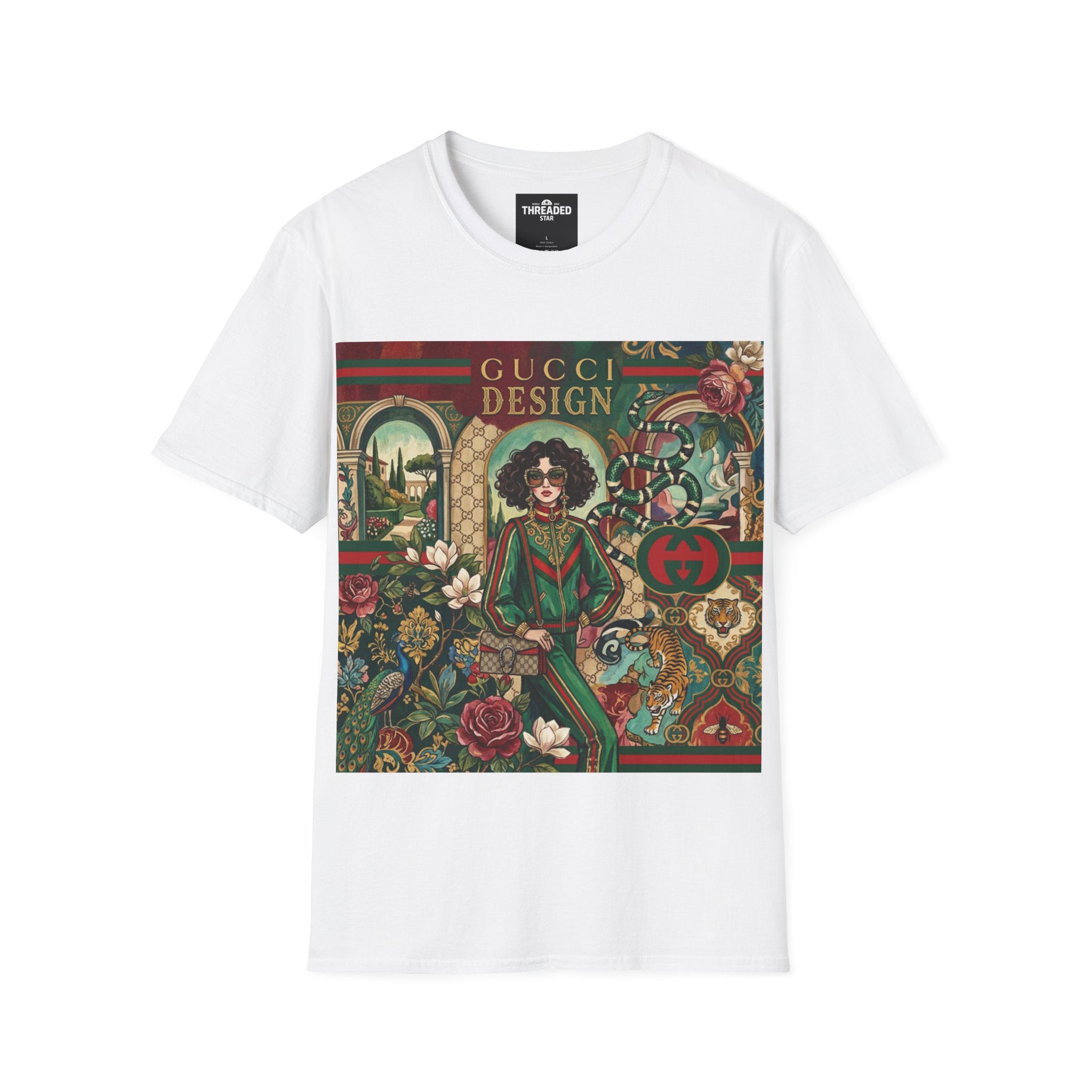 Designer Vintage-Inspired T-Shirt — 'Gucci Design' Floral Graphic