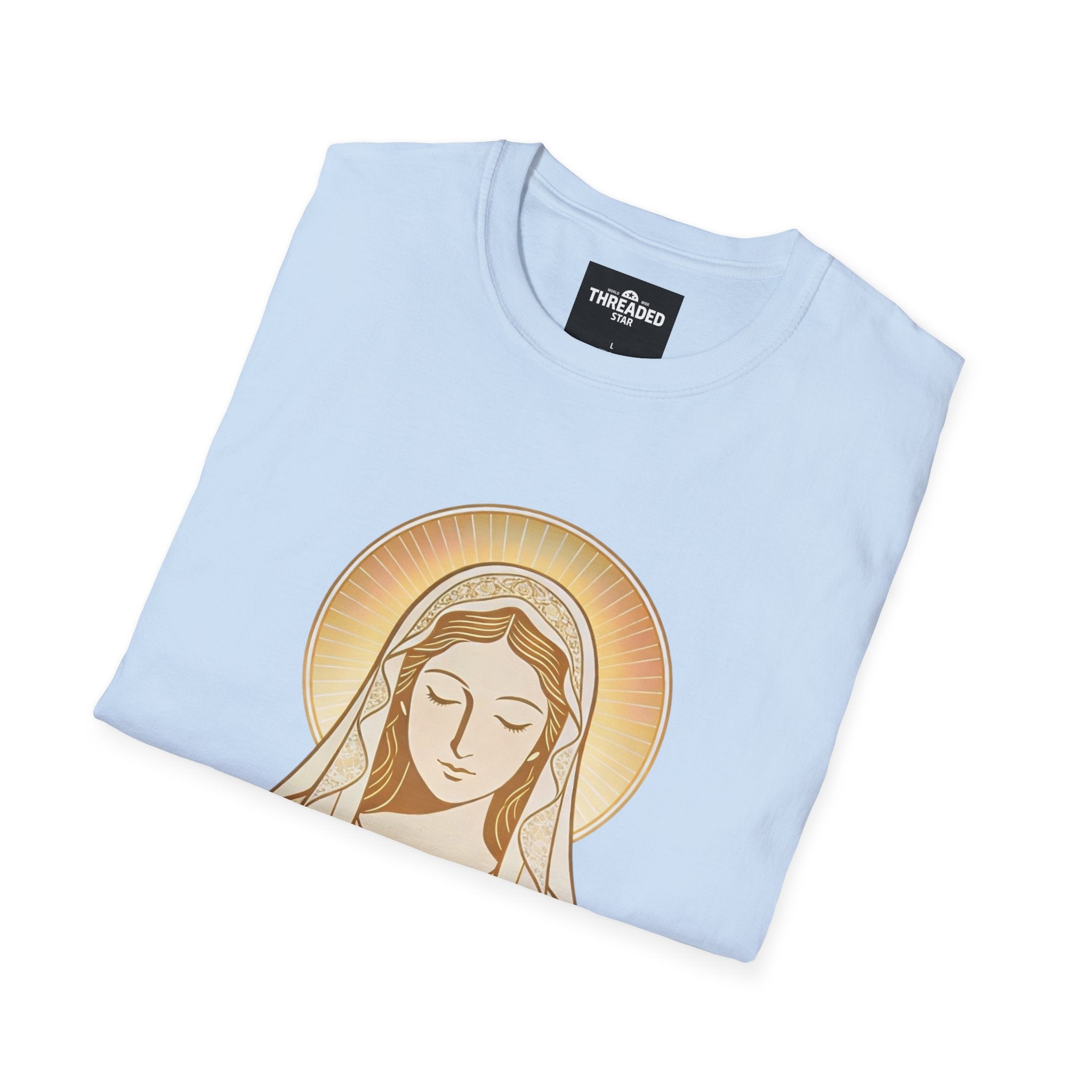 Mary with Candle T-Shirt – Sacred Virgin Mary Prayer Tee
