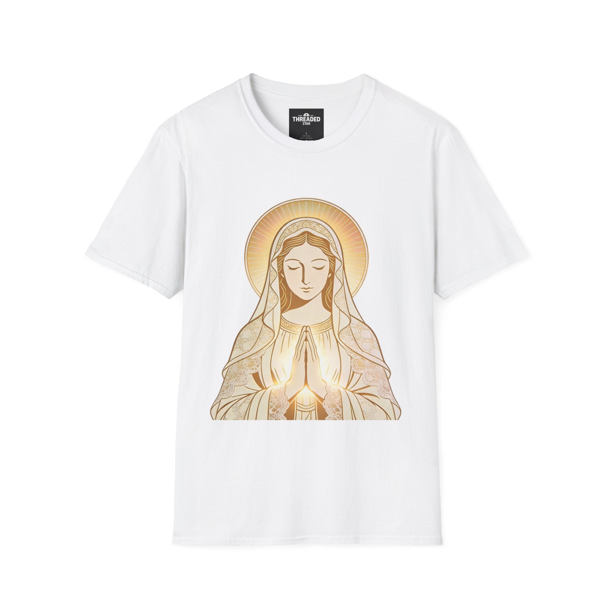 Mary with Candle T-Shirt – Sacred Virgin Mary Prayer Tee