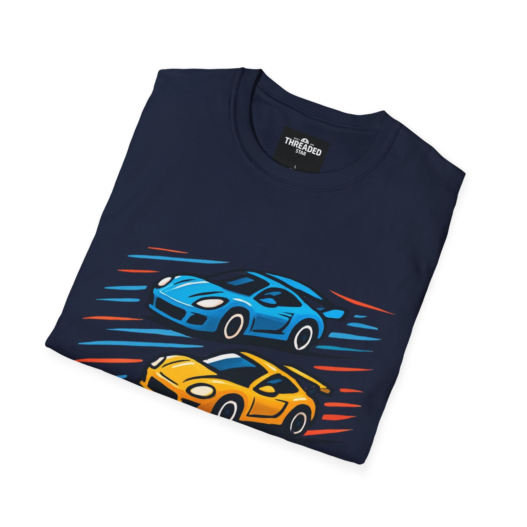 Racing Cars Graphic T-Shirt — Red Yellow Blue Sports Car Design