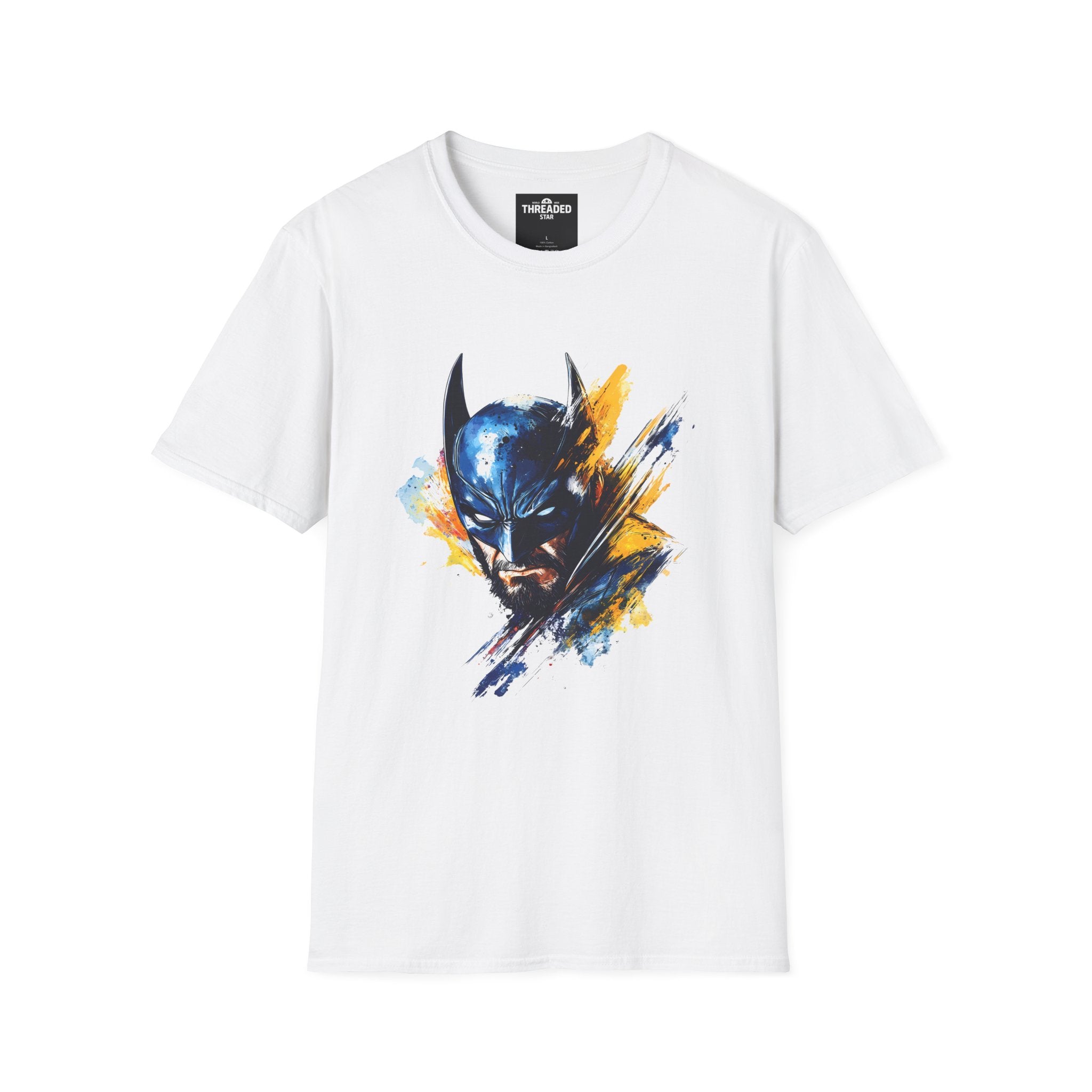 Batman Watercolor Portrait T-Shirt — Abstract Superhero Graphic Tee