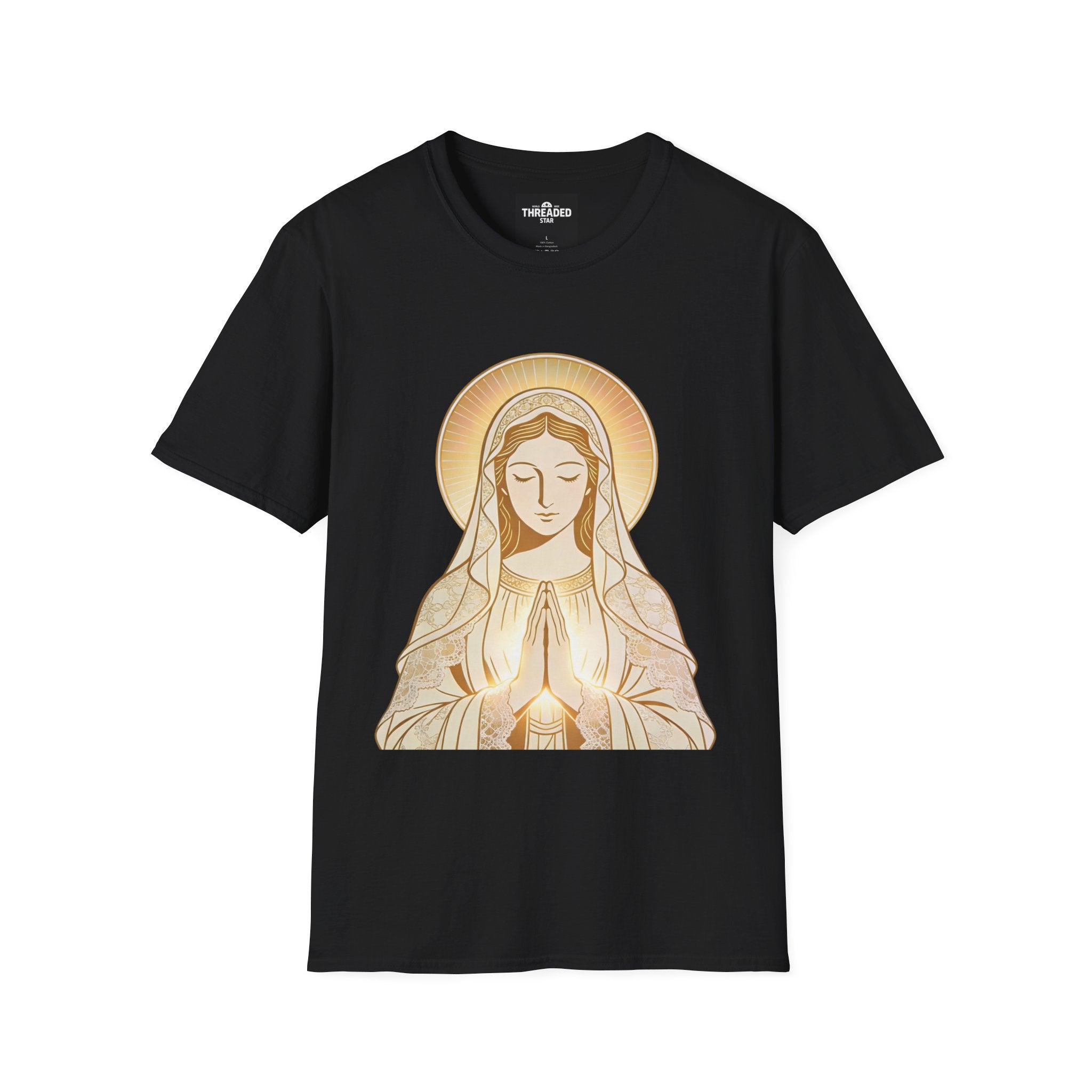 Mary with Candle T-Shirt – Sacred Virgin Mary Prayer Tee