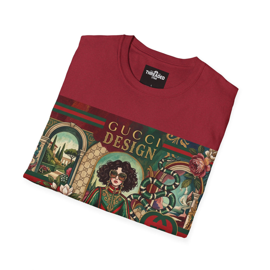 Designer Vintage-Inspired T-Shirt — 'Gucci Design' Floral Graphic
