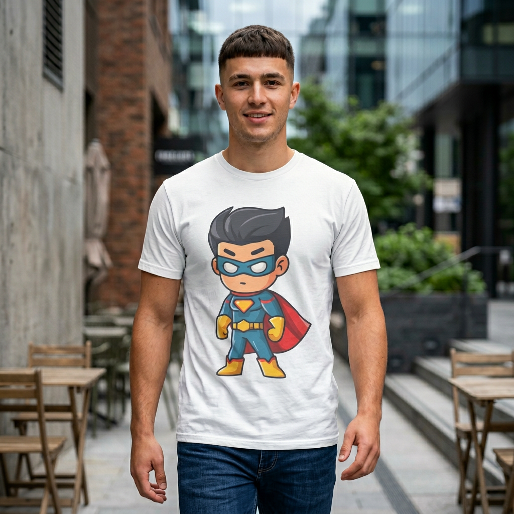 Adults Superhero T-Shirt – Unisex Cute Masked Hero Graphic Tee
