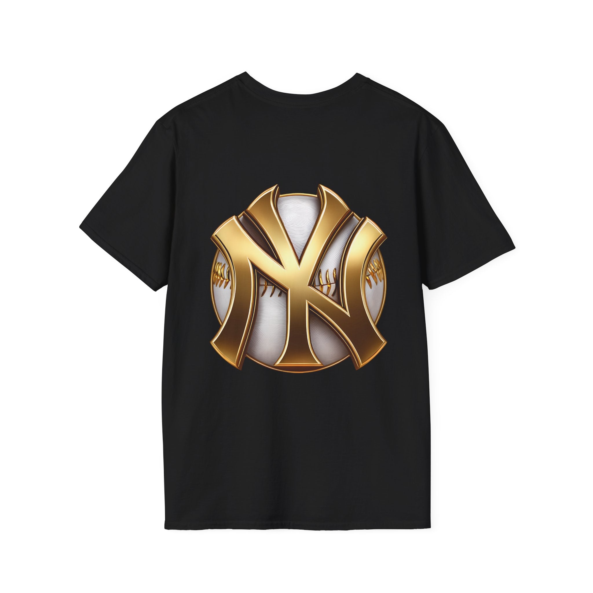Gold Metallic NY Baseball Emblem T-Shirt — Unisex Sports Fan Tee