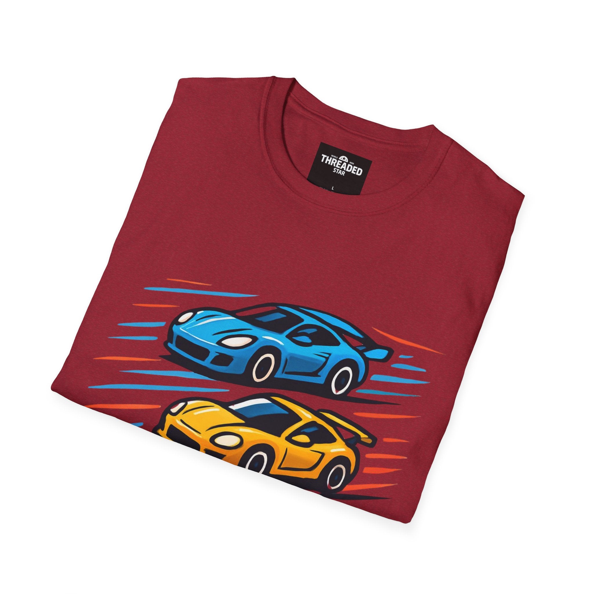 Racing Cars Graphic T-Shirt — Red Yellow Blue Sports Car Design