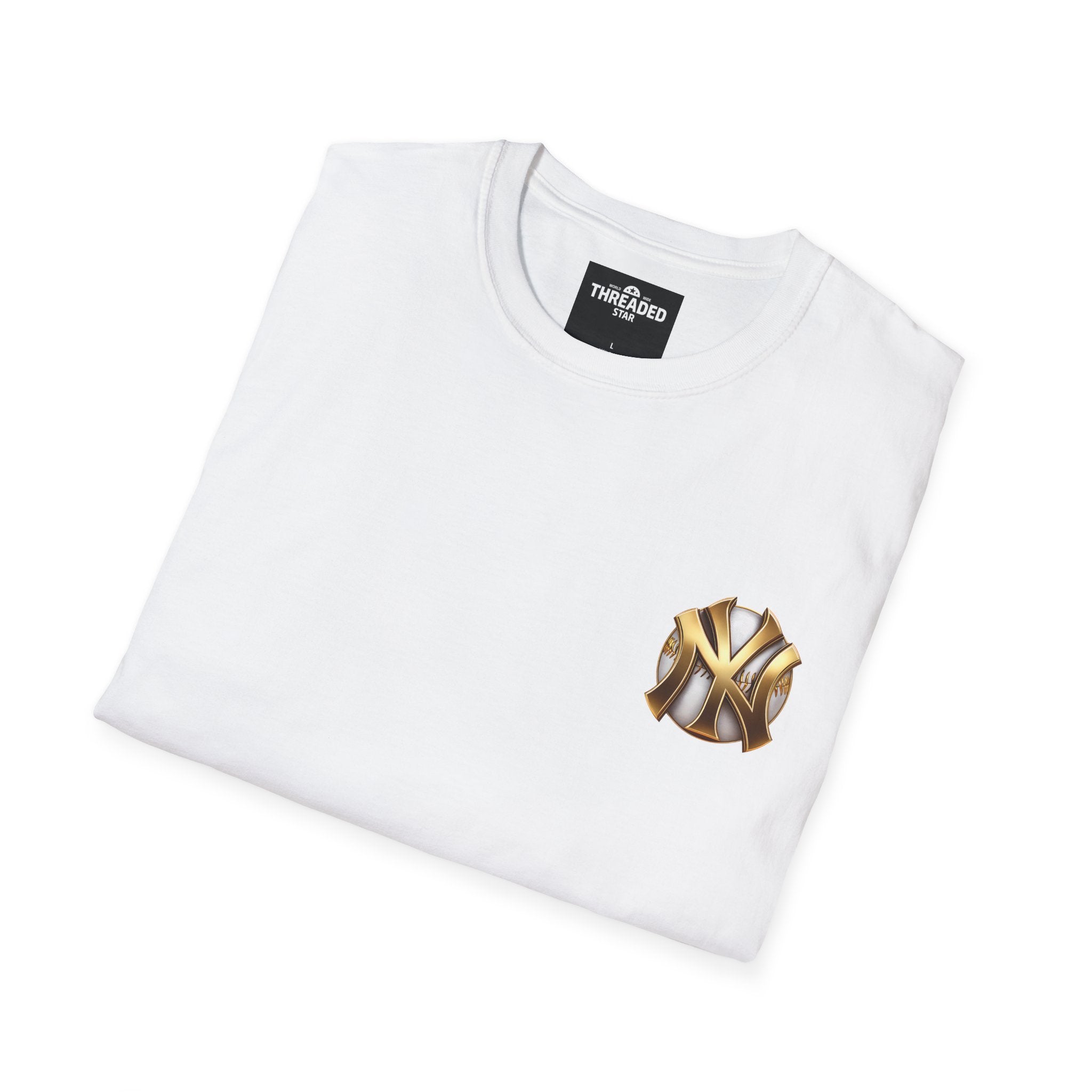 Gold Metallic NY Baseball Emblem T-Shirt — Unisex Sports Fan Tee