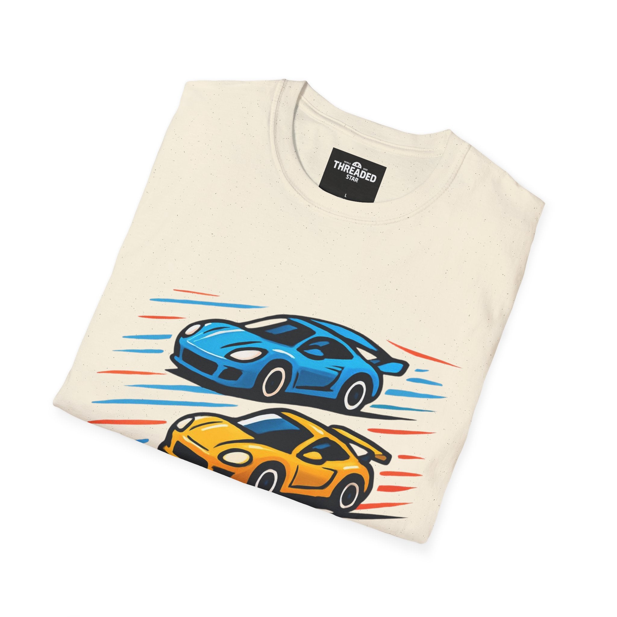 Racing Cars Graphic T-Shirt — Red Yellow Blue Sports Car Design