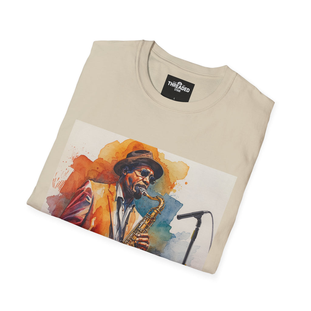 Saxophone Jazz Musician Art T-Shirt — Watercolor Sax Player Graphic Tee