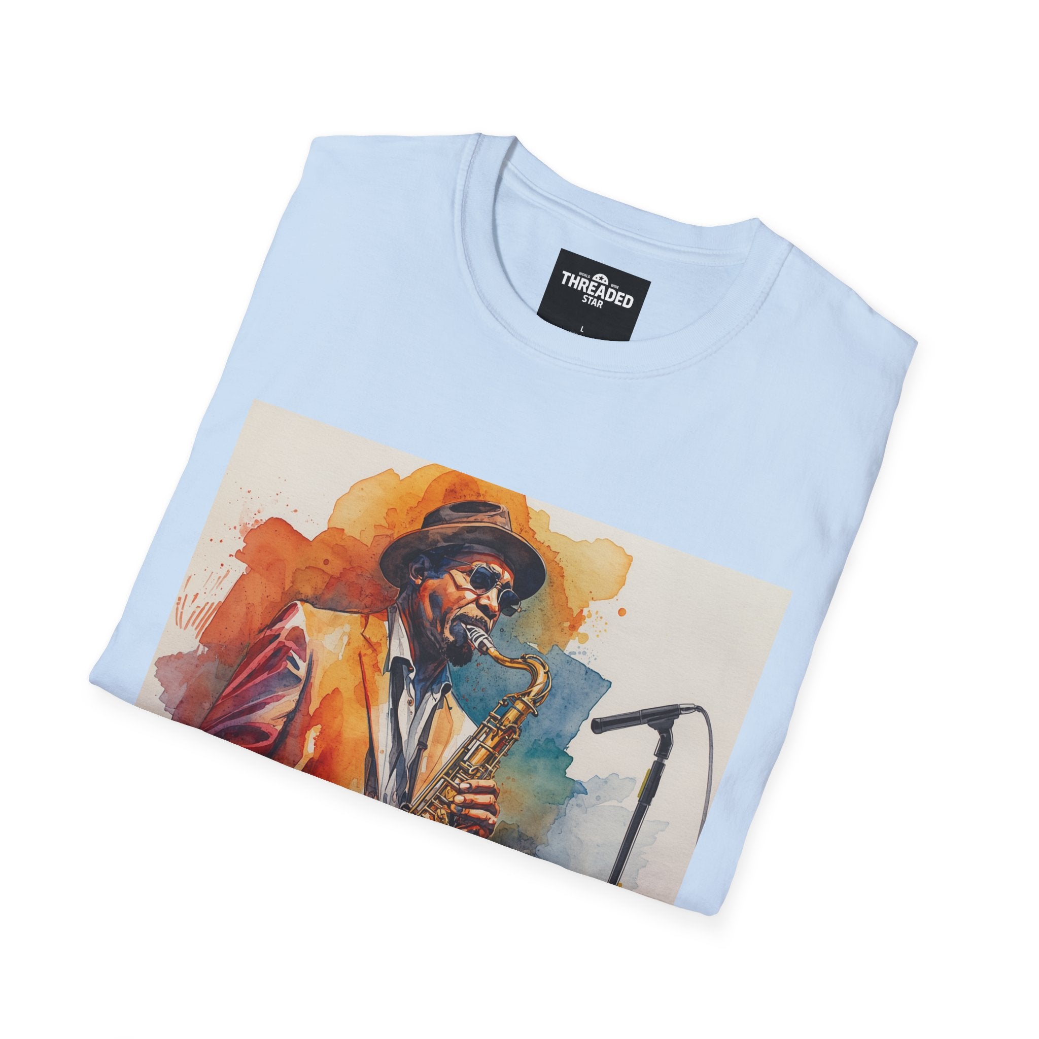 Saxophone Jazz Musician Art T-Shirt — Watercolor Sax Player Graphic Tee