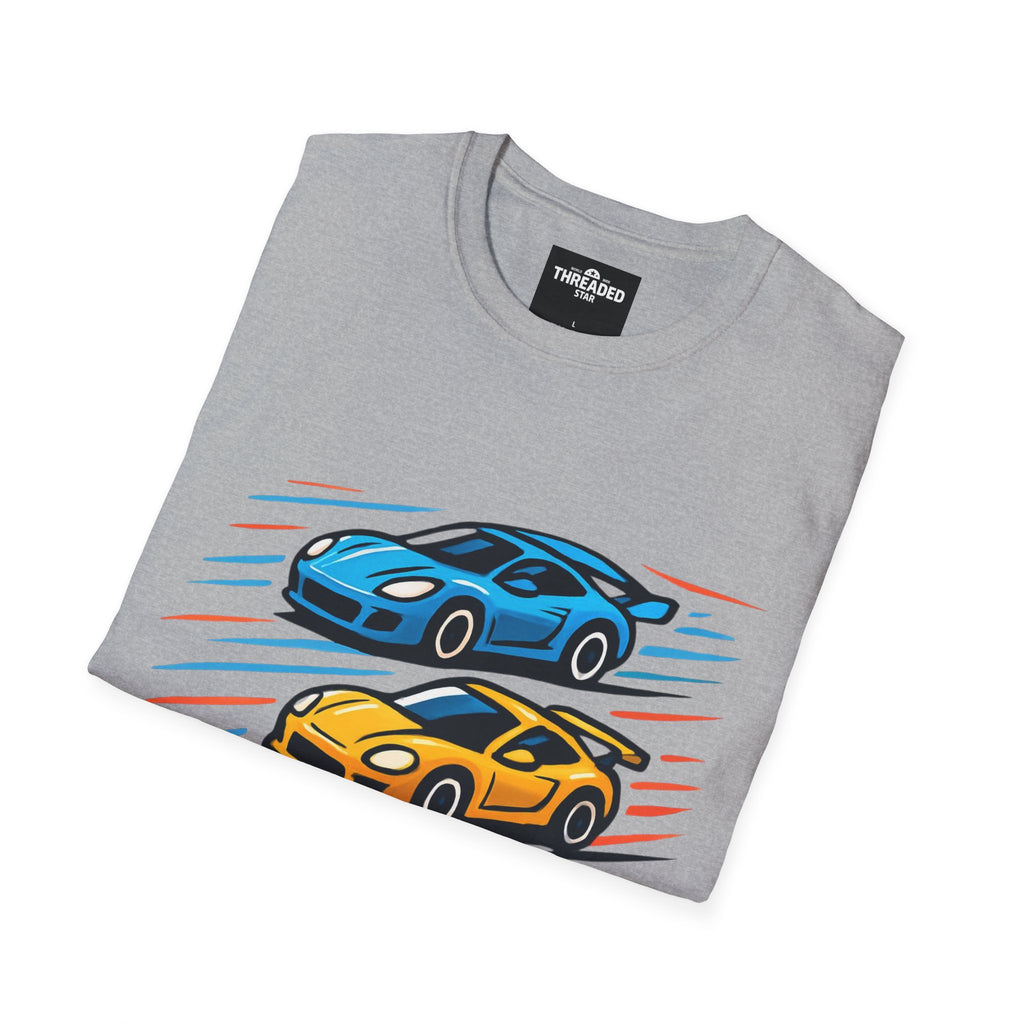 Racing Cars Graphic T-Shirt — Red Yellow Blue Sports Car Design