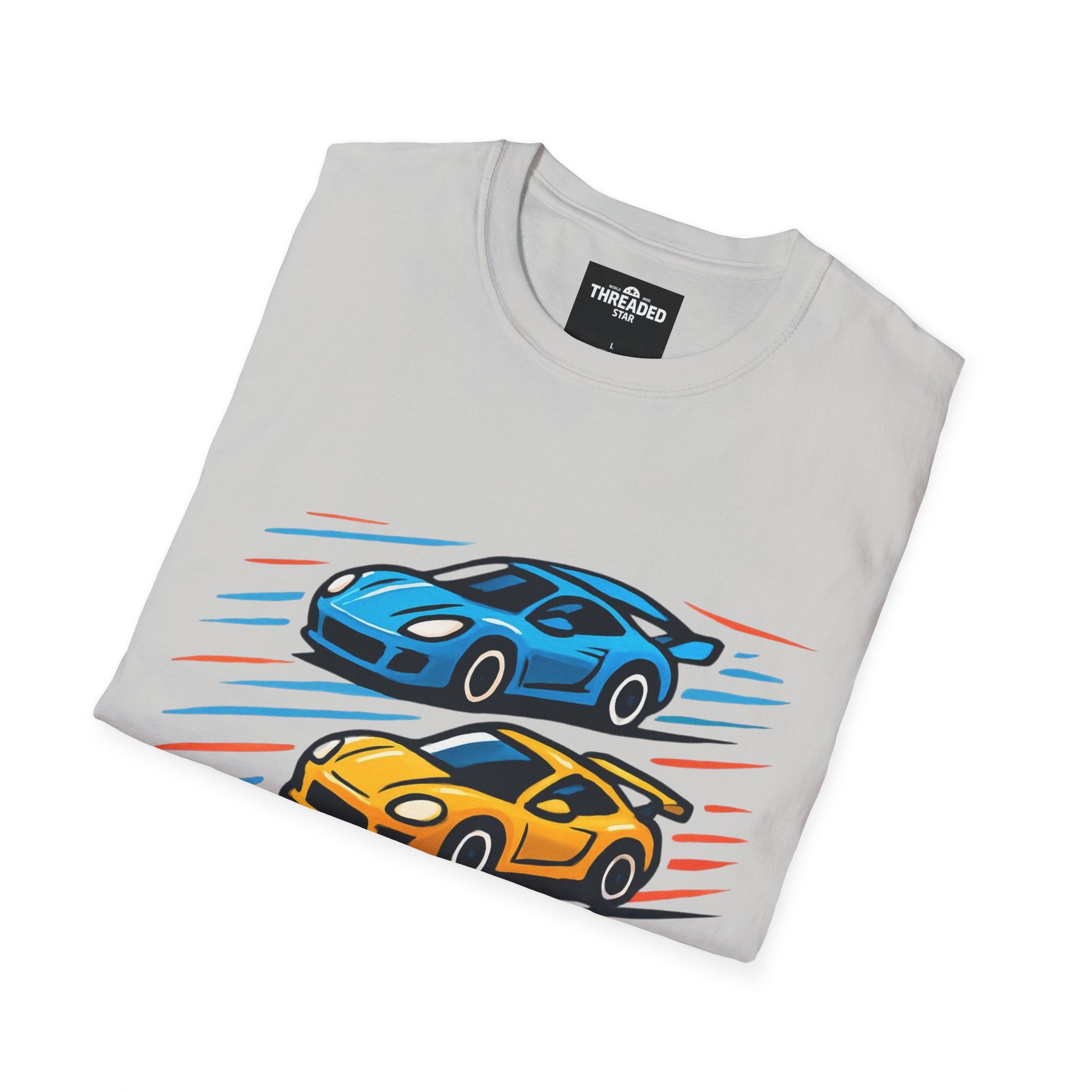 Racing Cars Graphic T-Shirt — Red Yellow Blue Sports Car Design